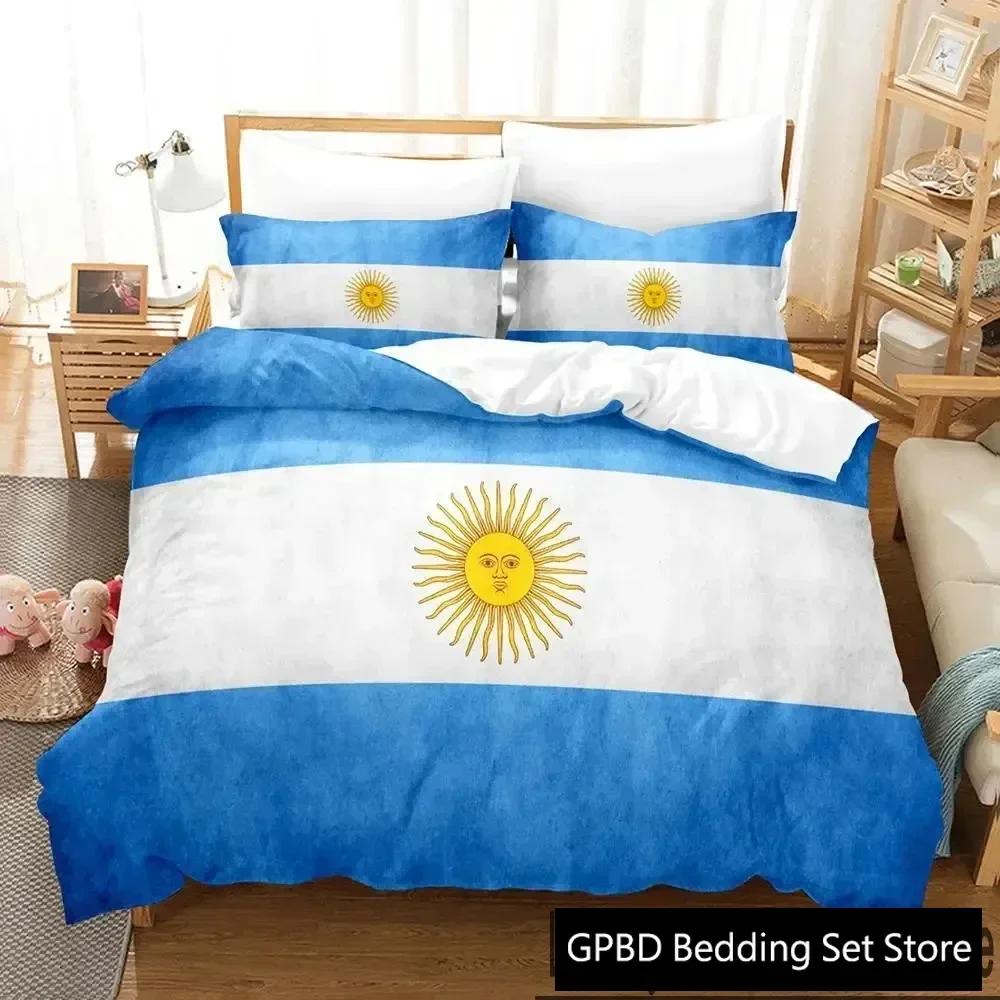 3D Print Argentina Flag Bedding Set Double Twin King Duvet Cover Comforter Pillowcase Boys Girls Adults Bedroom