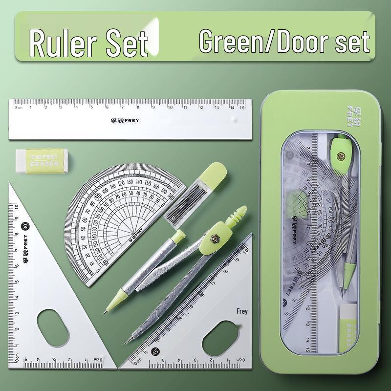 School Geometry Kit: Includes Set Square, Compass, Multi-functional Ruler, and Protractor