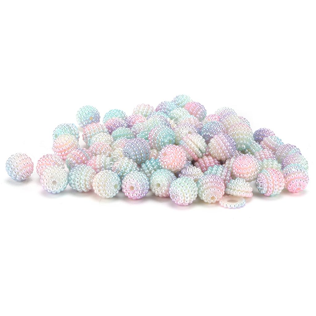 200pcs Pearl Beads Color Pearlized Gradient Bayberry Shaped Bubble Beads with Hole for DIY Jewelry