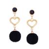 Pretty Rhinestone Heart Earrings Lovely Hairball Eardrop Ornament Birthday Valentine's Day Gift