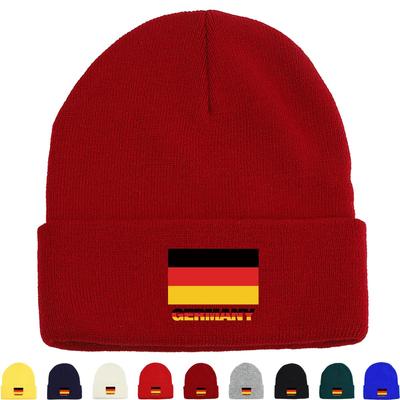 Флаг Германии Зимняя вязаная шапка Beanie, мужская шапка Универсальная термостойкая однотонная шапка с помпоном Вязаная шапка Beanie