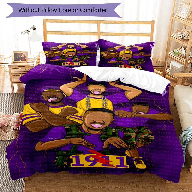 3pcs Omega Psi Phi logo6 pattern bedding set duvet cover set includes duvet cover &pillowcases, perfect all season bedroom decoration & gift
