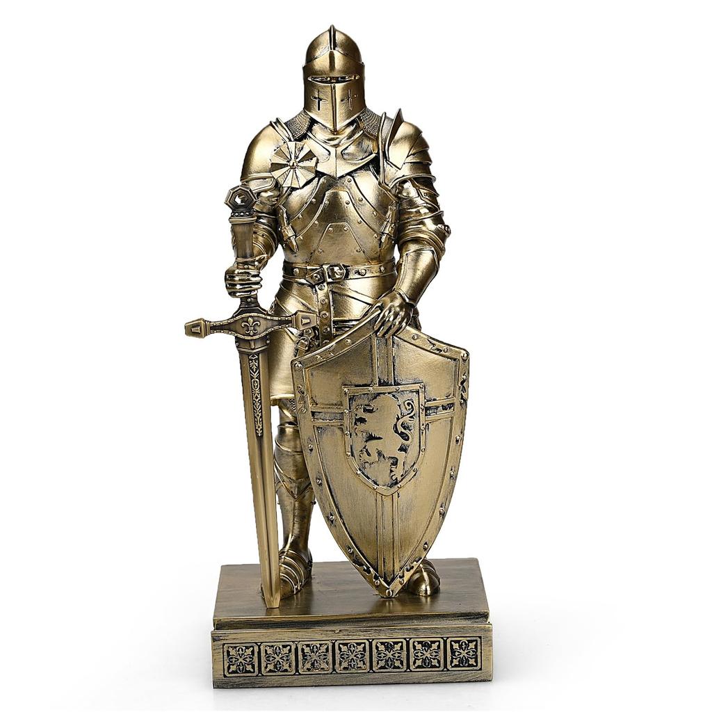 HDMbigmi King's Guard Ornament Knight Statue Desk Accessory, Pen Holder, Pen Stand, Paperweight for Office or Home (Bronze)