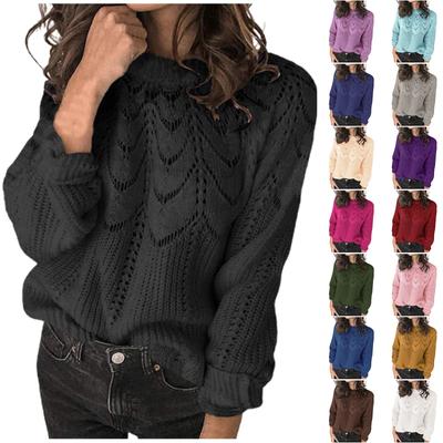 Женский трикотаж Цветной пуловер из мохера Полый свитер