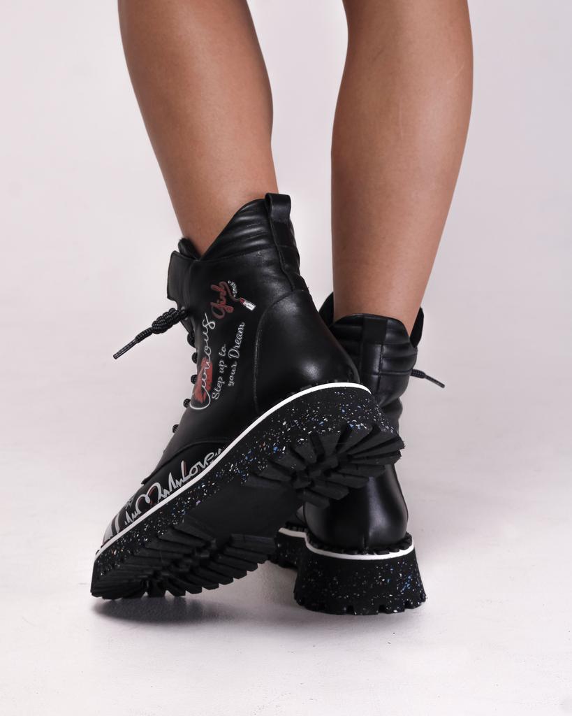 Ботинки деми Evromoda 3135011 36 черные кожа байка