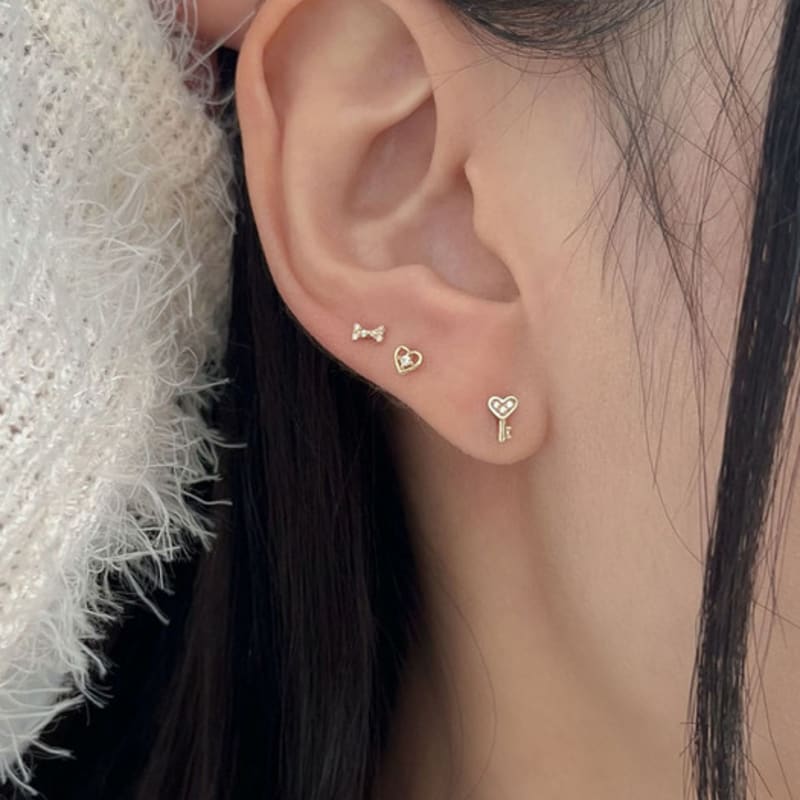 Youngglow 14k пирсинг в форме сердца-ключа с кубическим цирконием