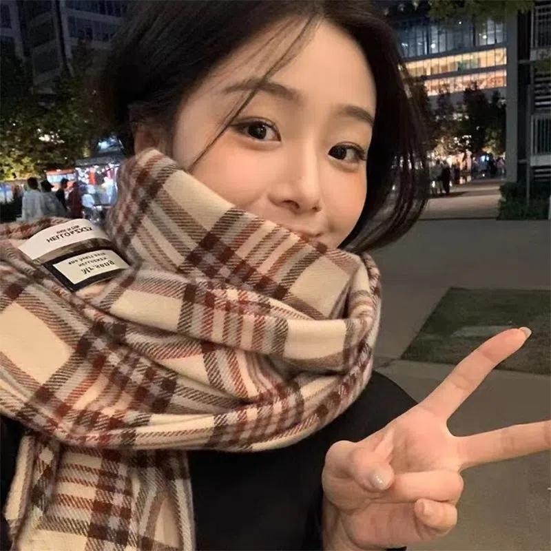 Knitted Wool Scarf Ladies Autumn and Winter All-match Student Imitation Cashmere Thick Scarf