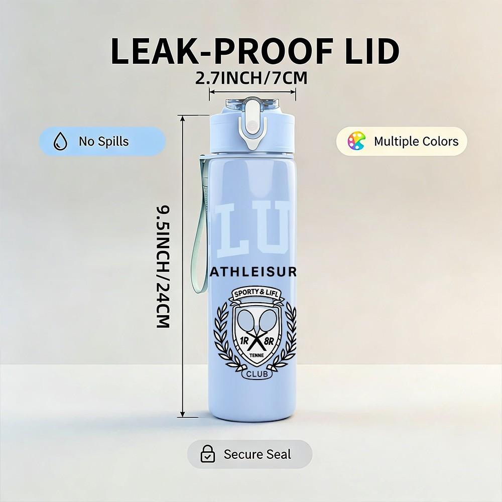 1PC Club Emblem Logo Print 750ml Color Plastic Sports Water Bottle Leakproof Flip Straw Lid Suitable for Sports Office Home Use
