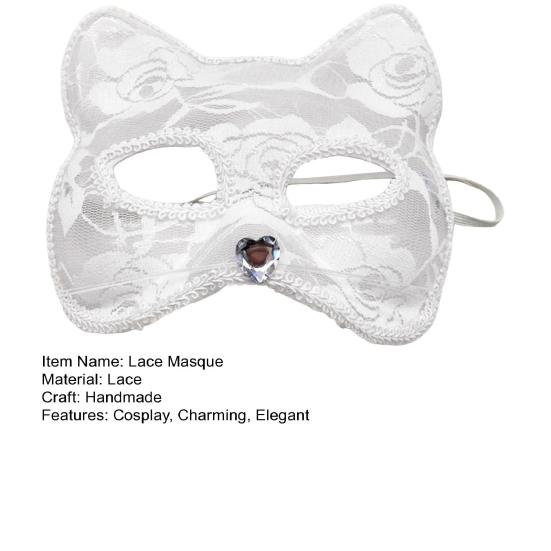 Halloween Cat Masque Half Face Lace Masquerade Masque Cat Fox Animal Cosplay Costume for Carnival Ball Party Accessories