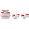 Set of 5 Storage Boxes - PYREX - Cook & Heat - Glass - Lid with Special Microwave Steam Valves