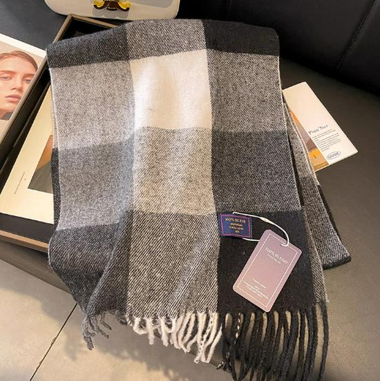 Женский классический британский стиль Черно-белый клетчатый шарф, зимний шаль из искусственного кашемира, двусторонний дизайн в клетку «шахматная доска» для пар