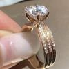 Trendy Silver Color Claws Design Big Crystal Wedding Rings for Women Cubic Zirconia Charms Bridal Engagement Ring Jewelry Gift