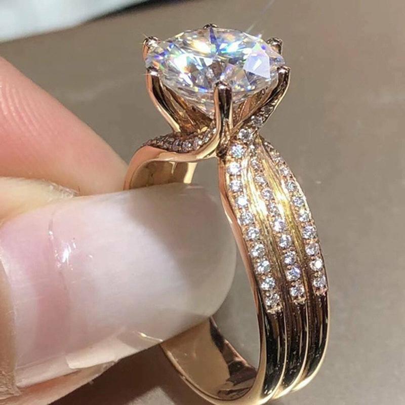 Trendy Silver Color Claws Design Big Crystal Wedding Rings for Women Cubic Zirconia Charms Bridal Engagement Ring Jewelry Gift