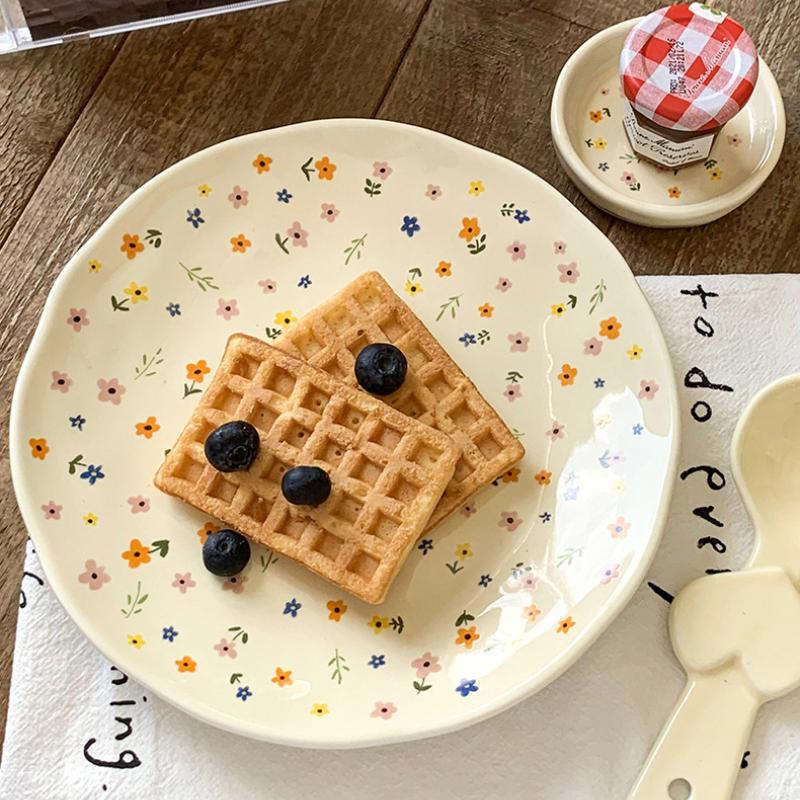 Корейская желтая цветочная посуда с ручной закрепкой, чашка для лапши, керамическая домашняя тарелка для печенья, десерта, завтрака, риса, фруктового салата, миска для рамена