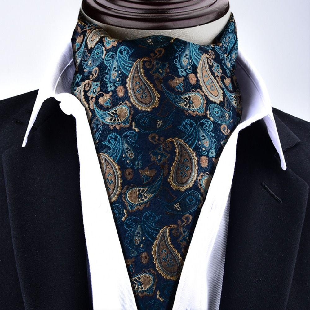 Цветочный узор Галстук-аскот Пейсли Горошек Самовяз Винтажный Кашю Галстук Свадебная Вечеринка