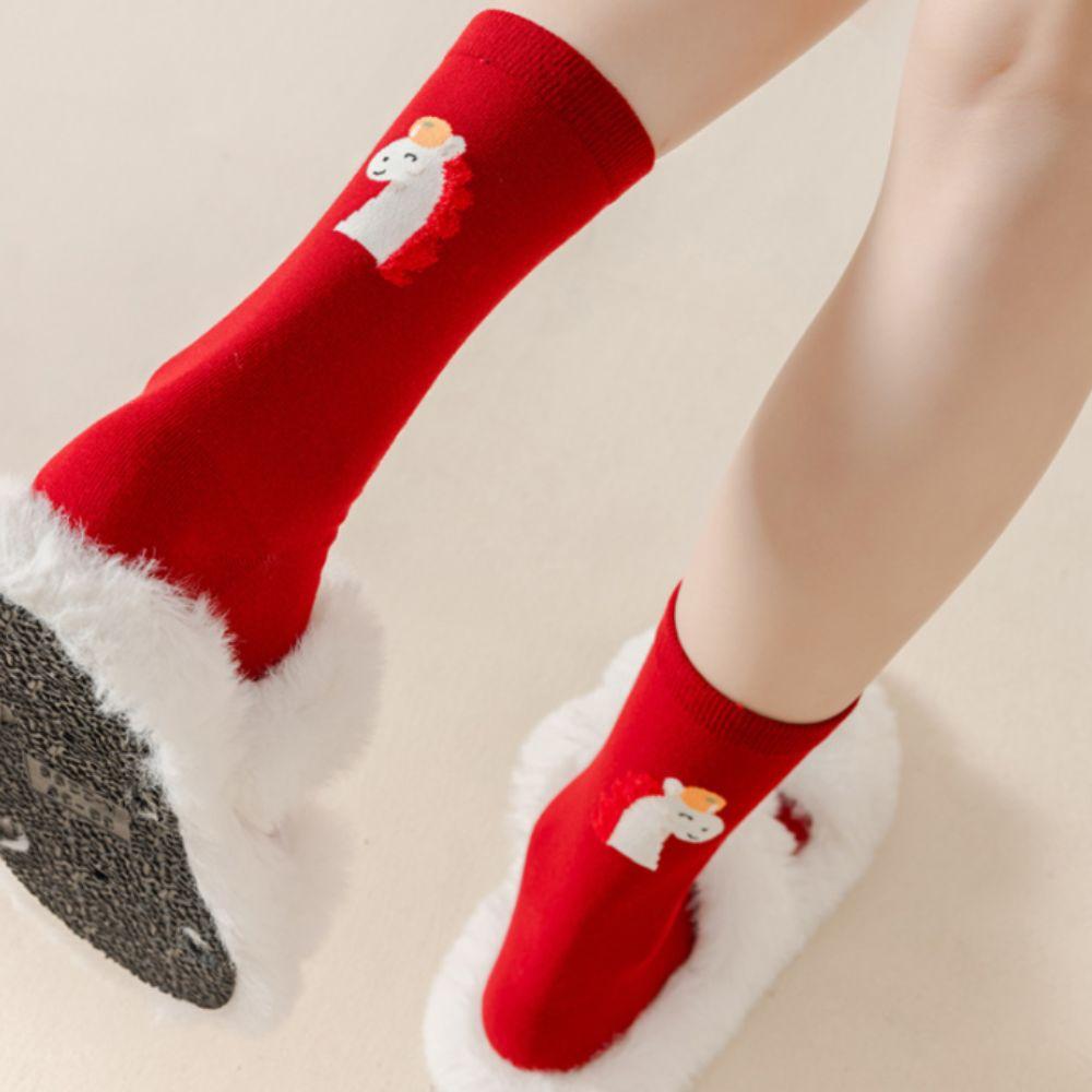 Cartoon Year of The Horse Socks Mid Calf Zodiac Year Cotton Socks Cute New Year Tube Socks  Women