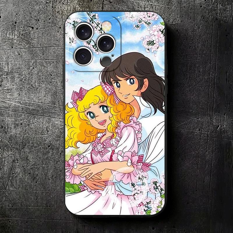 Candy 90s Cartoon Soft Phone Case for iPhone 16 16E 17 Air 15 Pro Max 14 Plus 13 Mini 11 12 7 Black Cover Back Shell