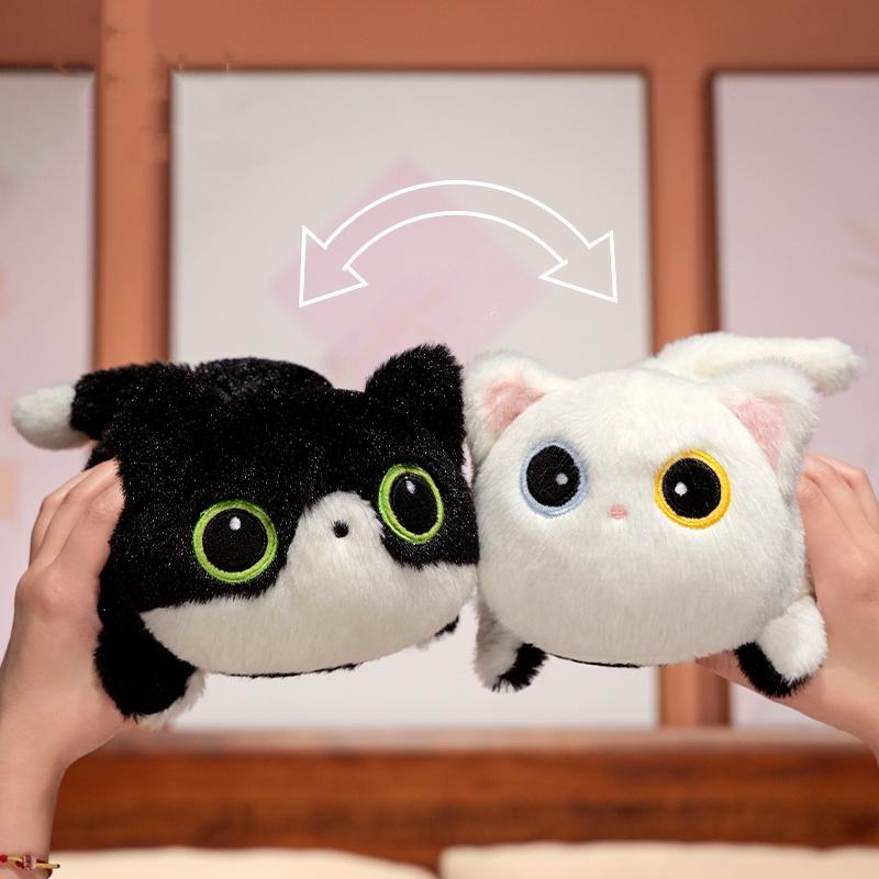 30 см Каваи Двусторонняя Переворачивающаяся Черная Кошка Плюшевая Игрушка Кукла Мягкая Игрушка Подушка-Кошка Родительско-Детские Игровые Игрушки Подарок на День Рождения для Детей