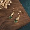 2022 Summer Palace Style Elegant Jade Dangle Earrings for Women - Imitation Hetian Jade with Double Happiness Charm