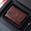 Защита от кражи, скидка 30%, кошелек для мужчин, короткая сумка из натуральной кожи, ретро мужской кошелек