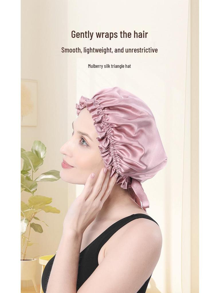 Double Layer Mulberry Silk Sleep Cap for Women - Hair Care & Postpartum Protection