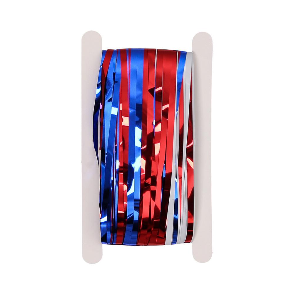 Яркий красно-бело-синий дождевой занавес ко Дню независимости для праздничного украшения вечеринки