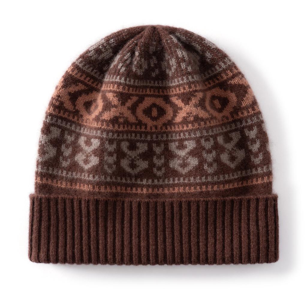 Fair Island Cashmere Hat Autumn and Winter Thickened Cashmere Stacking Hat Knitted Hat Ear Protector Headband Hat Cold Hat