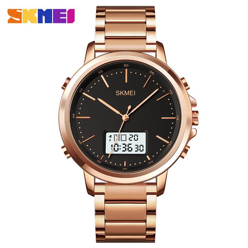 Men's Watch SKMEI Leather Strap 50M Waterproof LED Backlight 1652