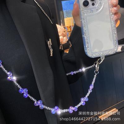 Цепочка для телефона Crossbody Хрустальные бусины Длинная цепочка Можно носить на спине Простая наплечная Ручная работа Цепочка Ins Бусины в форме капли Подвеска на сумку