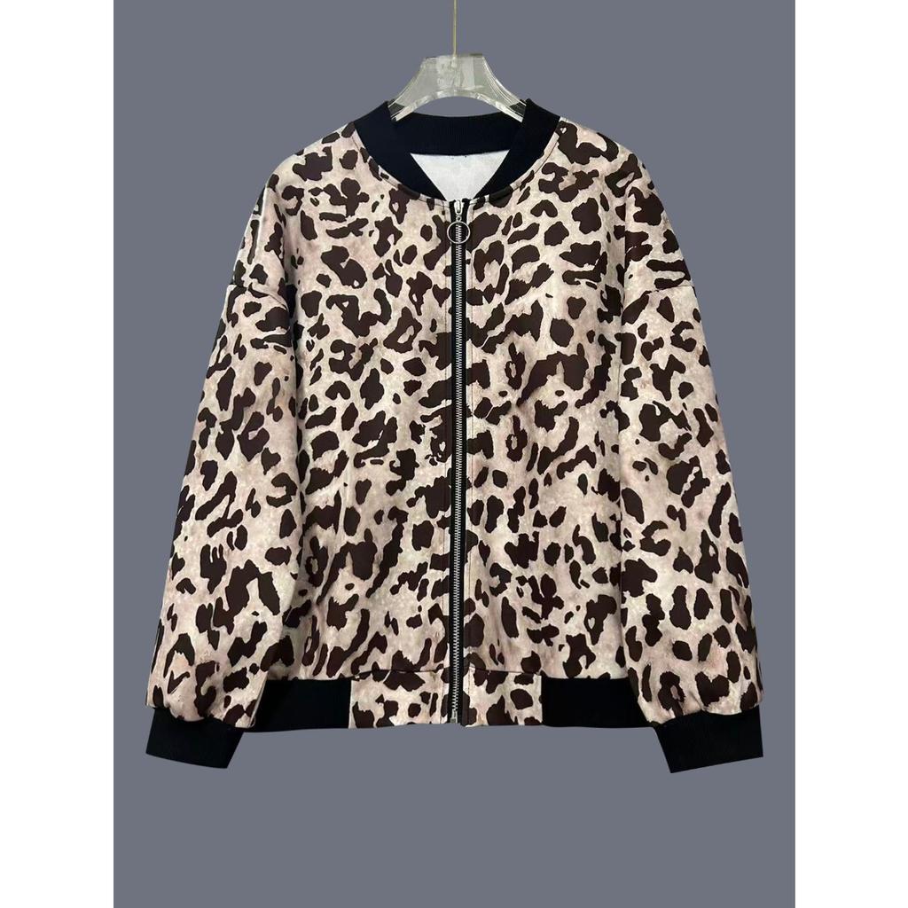 Fall Winter American Retro Y2K Leopard Print Jacket for Women, Loose Casual Streetwear Cropped Blazer Top, Trendy Fashion Niche Design Outerwear