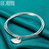 925 Sterling Silver Three Ring Heart Pendant Bangle Fashion Jewelry