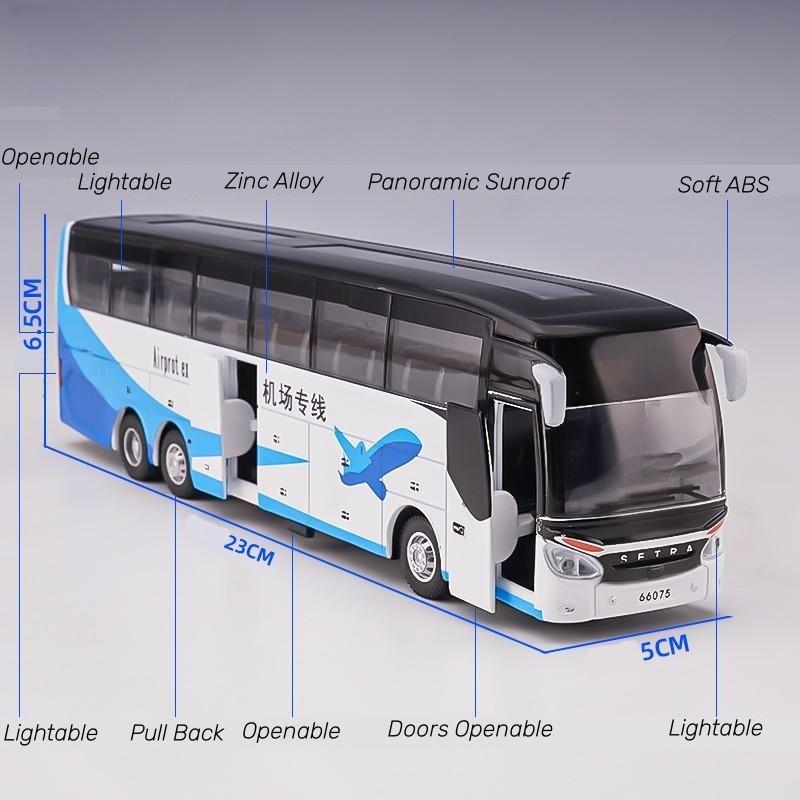 New 1/32 Alloy Single-layer Bus Car Model Toys Diecast Simulation Metal Business Bus Vehicle Sound Light Pull Back Children Gift Toy