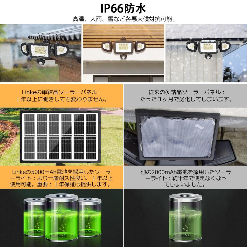 Solar Light, Outdoor Motion Sensor Light, Security Light, Solar Powered, No Electricity Cost, IP66 Waterproof, High Brightness, Automatic OnOff,