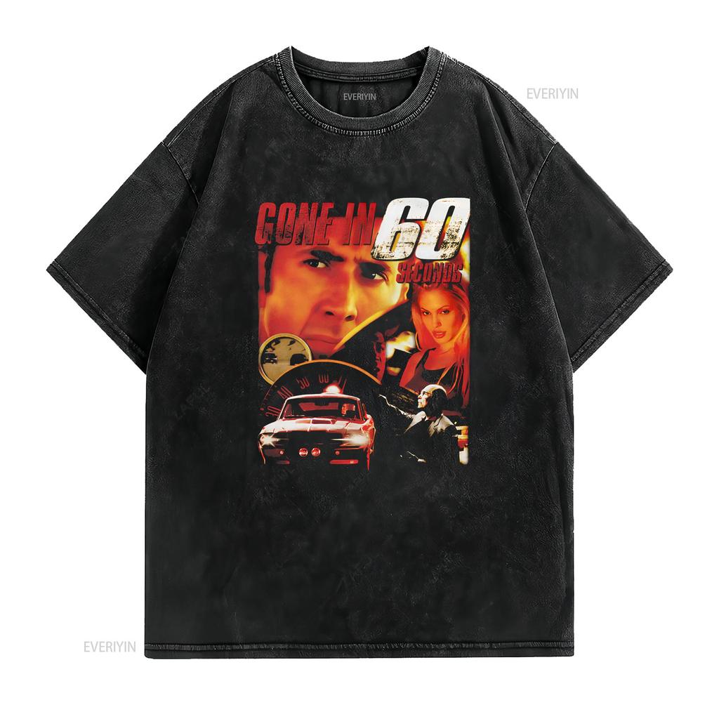 Gone In 60 Sec Movie Bootleg T Shirt Vintage Washed Fashion Comfortable Casual Homme Designer Clothes Stretched Breathable