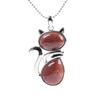 Pink Purple Stone Pendant Cute Shape Cat Jewelry Necklaces Daily Wear Cat Necklaces  Pet Lovers