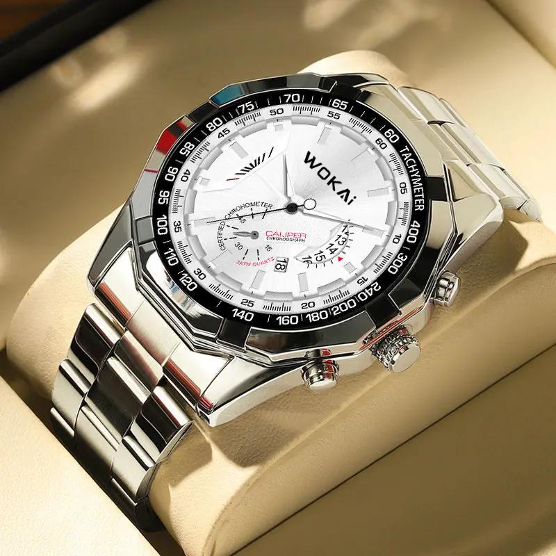 Мужские механические часы с календарем и автоматическим скелетоном