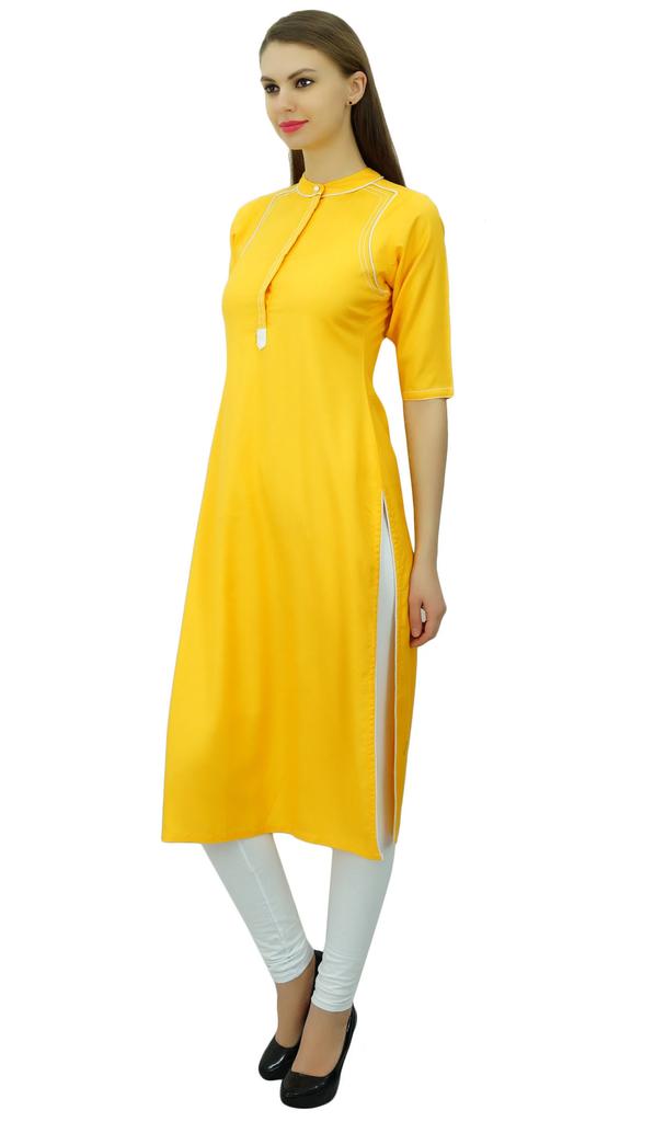 Phagun Mandarin Collar Kurti For Womens Ethnic India Tunic Top Ladies Rayon