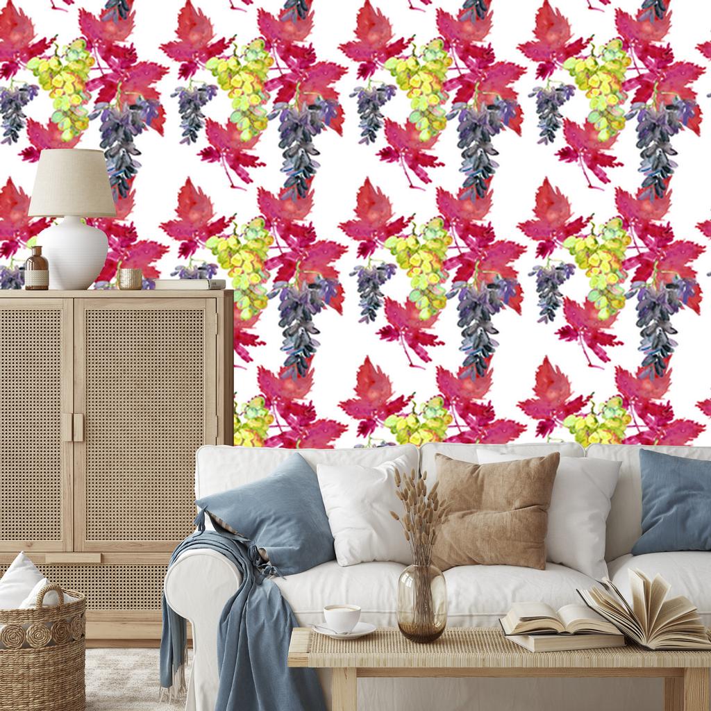 Wallpaper Fruits branches leaves and green for living room and bedroom 50x1000