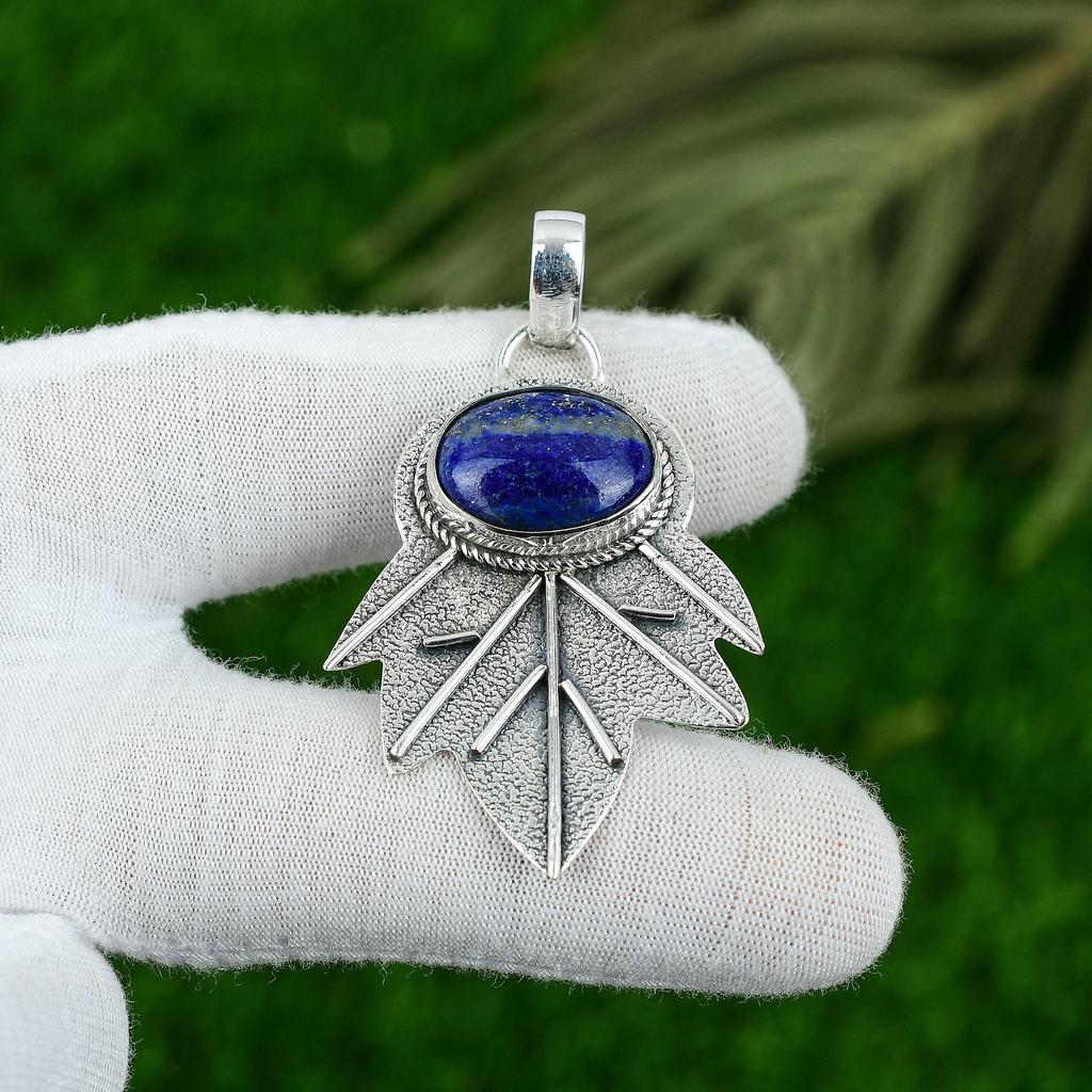 Natural Lapis Lazuli Gemstone Pendant 925 Sterling Silver Jewelry For Girls