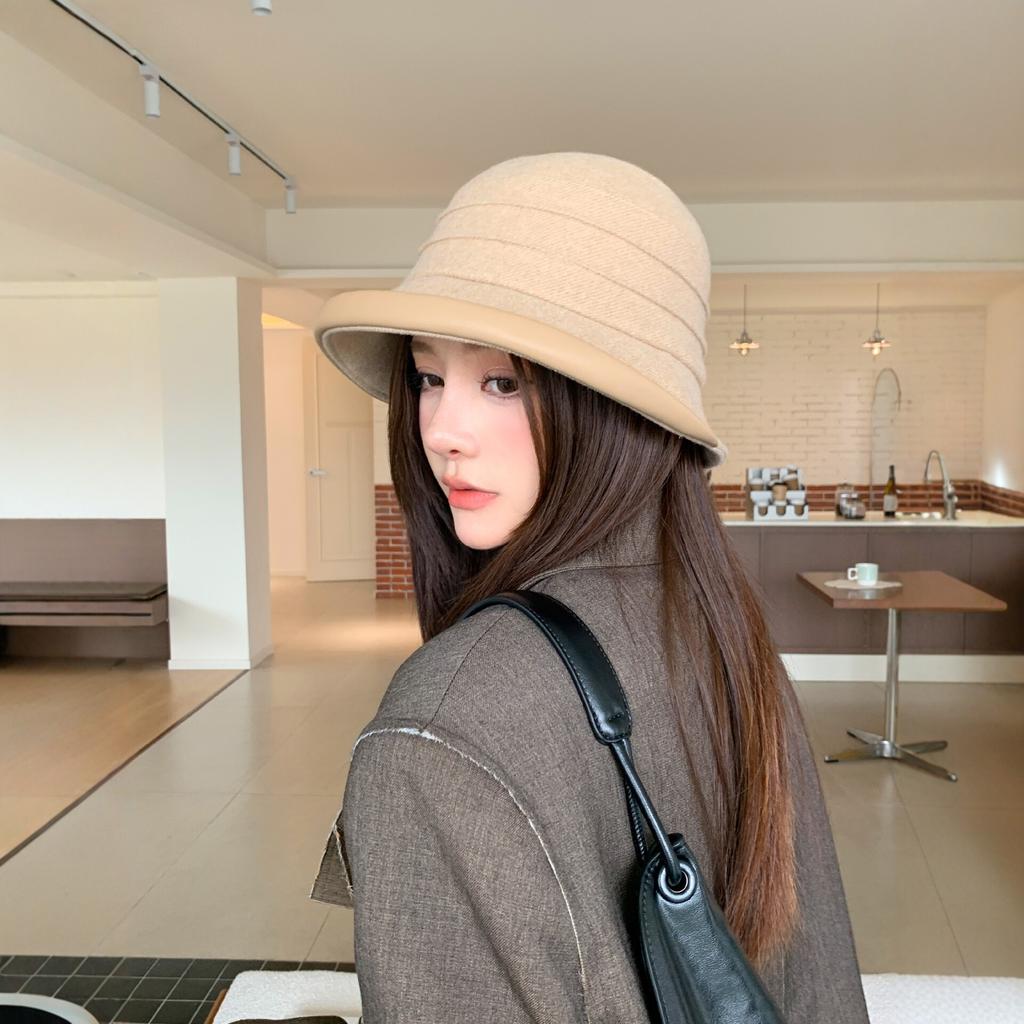 Women S Vintage Versatile Solid Color Bucket Hat For Fall Winter Slim Face Look