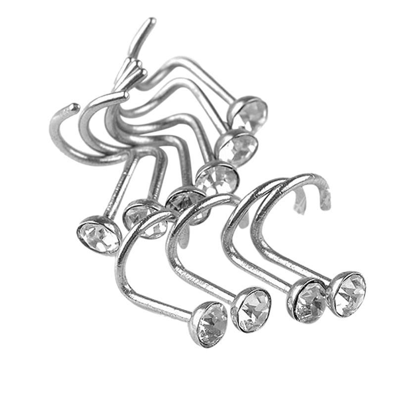 10 шт. Ювелирные изделия для пирсинга тела из нержавеющей стали, кристалл, кость носа, драгоценный камень, пуссет, кольцо-винт AVE