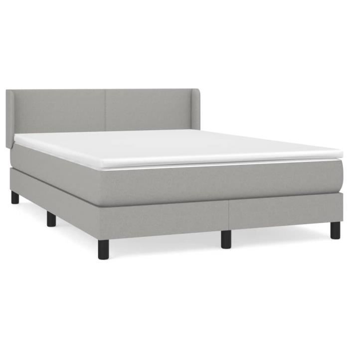 3129545 vidaXL Divan Bed with Mattress Light Grey 140x190cm Fabric
