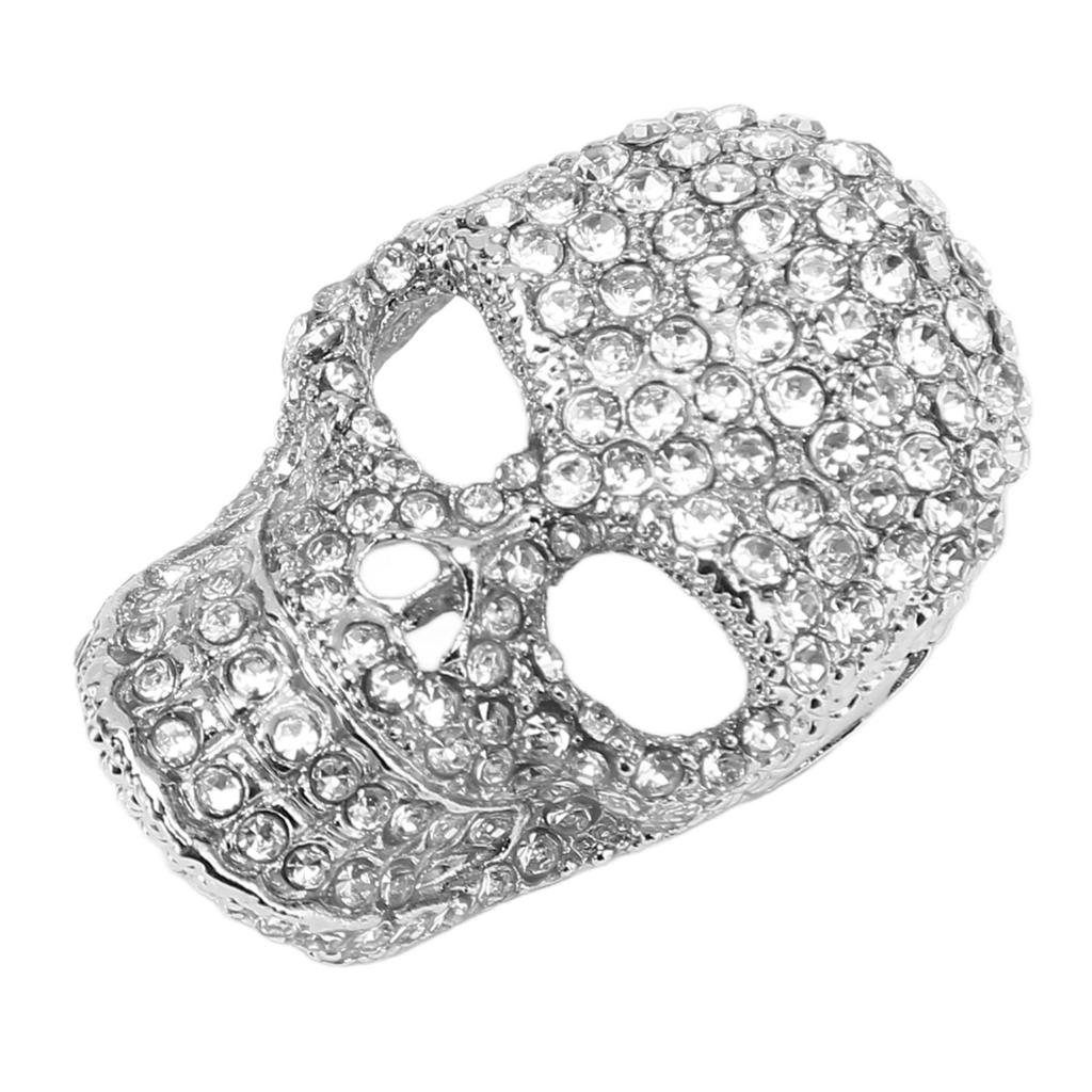 Skull Pin Brooch Sparkling Vintage Decorative Clear Rhinestone Skull Head Pin Brooch for Halloween