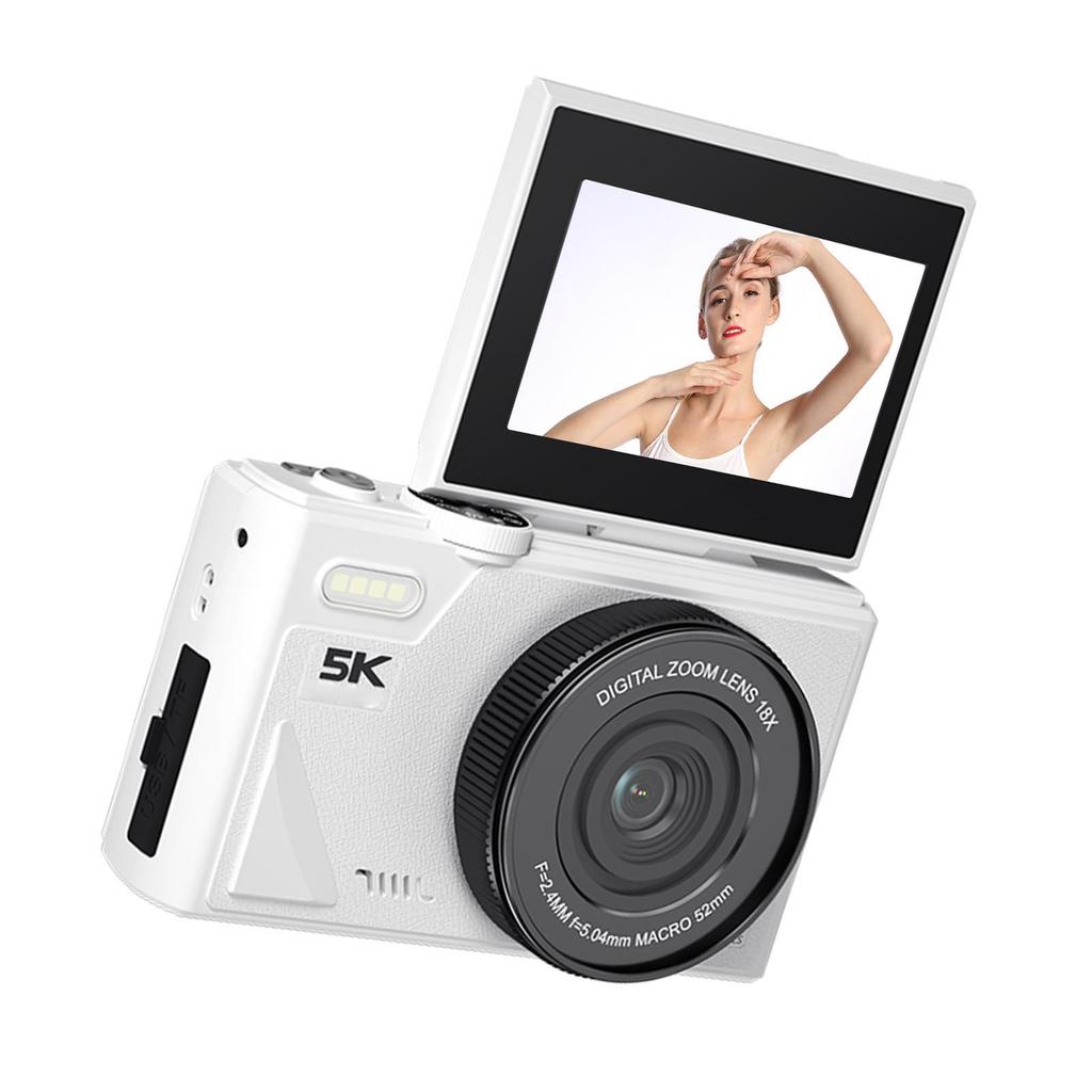 Цифровая камера 5K 75 МП HD 18-кратный зум Автофокус Поворотный на 180° Экран Стабилизация изображения Ретро Цифровая камера для селфи Путешествий