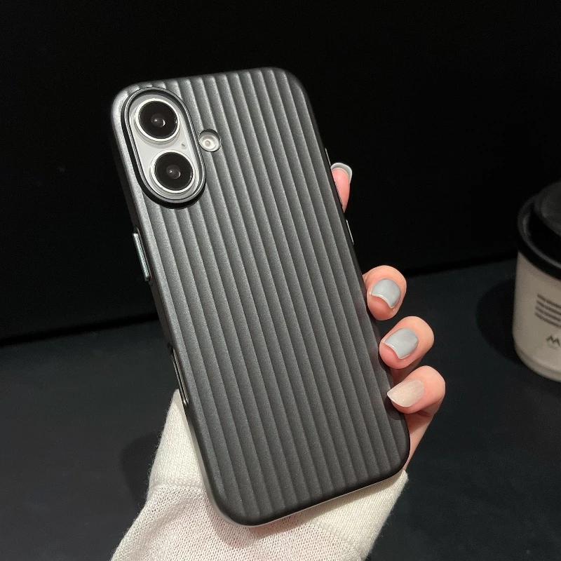 Роскошный натуральный титановый чехол для ПК для For Iphone16 15 14 13 pro max plus Гальванизированный решетчатый гофрированный жесткий задний чехол для телефона