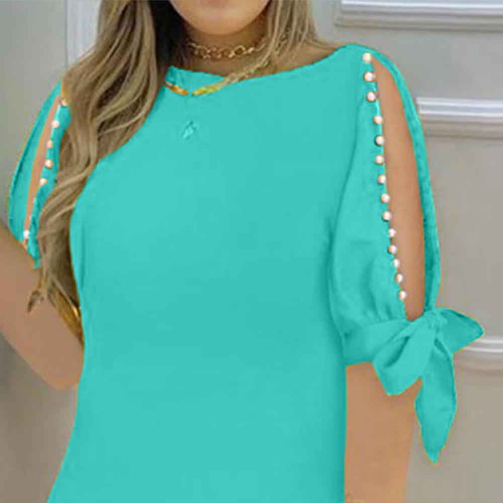 Женское мини-платье с открытыми плечами, женские летние свободные повседневные платья с жемчугом и бисером