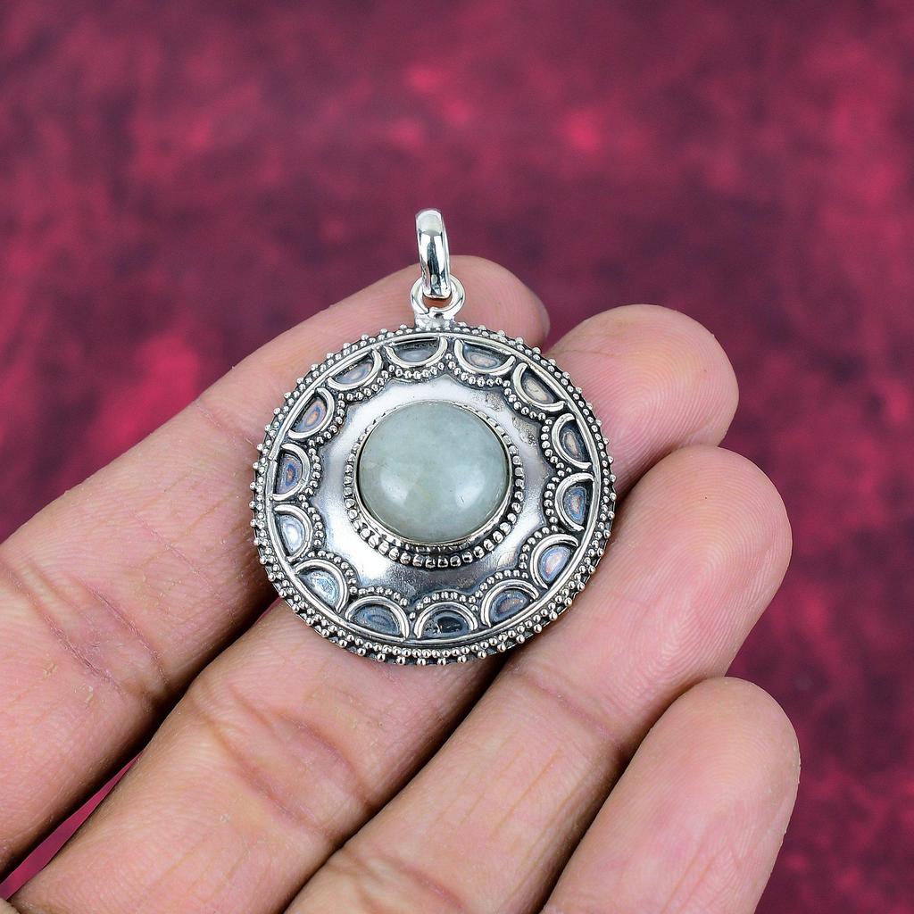 Aquamarine 925 Solid Sterling Silver Pendant, Handmade Gemstone Pendant Jewelry, Gifts For Wife Brand New Pendant