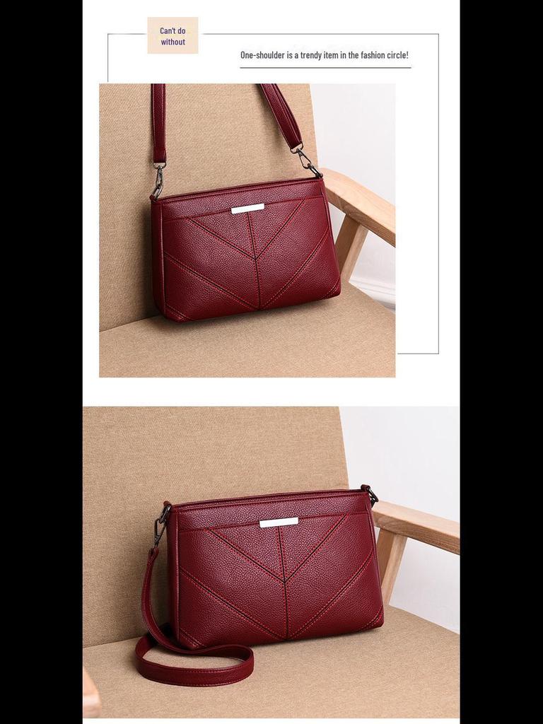 2024 Новый корейский стиль, модная трехслойная мягкая кожаная сумка-мессенджер для мам