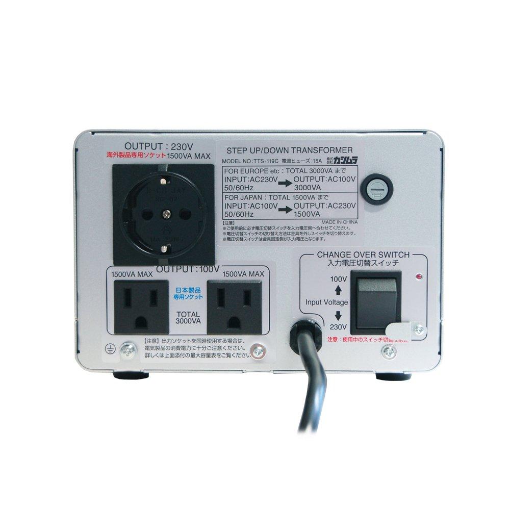 Трансформатор Kashimura для использования за рубежом и внутри страны, переменный ток 220 В, 240 В, 3000 Вт, основной блок, вилка питания A, выходная розетка типа A, порт x 2 для SE NTI-119 ~ / вилка,