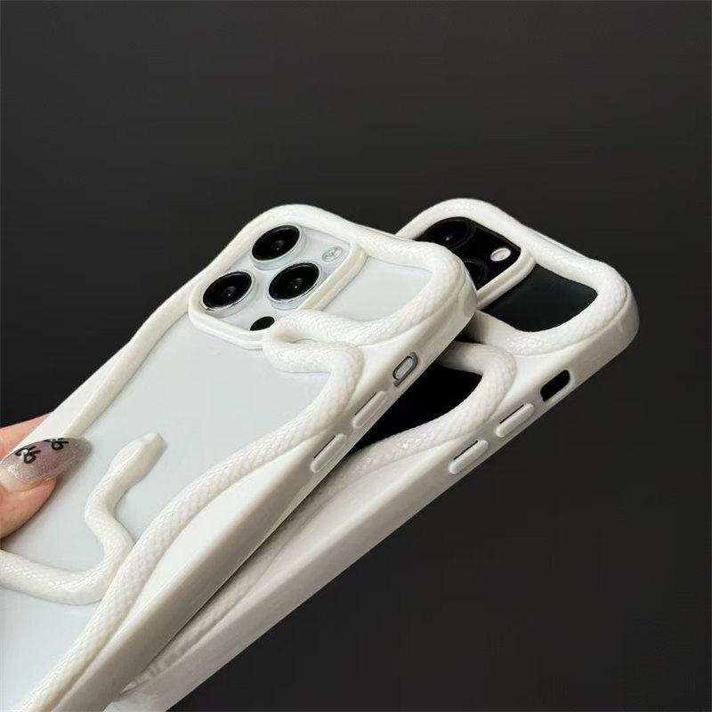 2025 Cool Dark 3D Snake Hollow Out Case For iPhone 16 15 14 13 11 12 Pro Max Ins Fashion Boy Girl Electroplated Soft Cover Gift